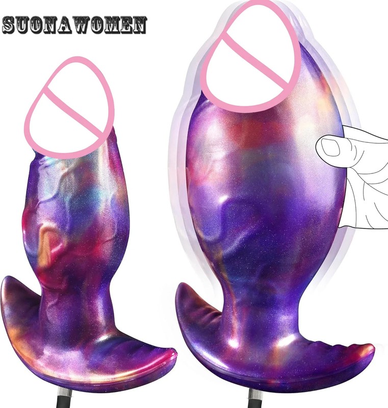 Colorful Squirting Inflatable Anal Plug Dildo Big Penis Adult Sex Toys for Women gallery