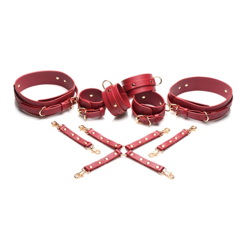 Crimson Captive Thigh, Wrist and Ankle Hog Tie Restraints