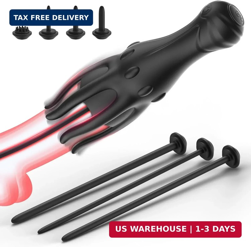 Penis Vibrator & 6 PCS Urethral Sounds Male Sex Toys Set, Male Msturbator with 1