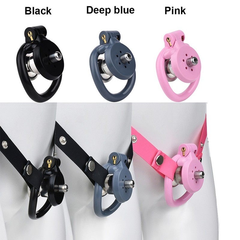 Resin Male Chastity Cage Penis Cage With Belt Metal Urethra Tube BDSM Lock Rings gallery