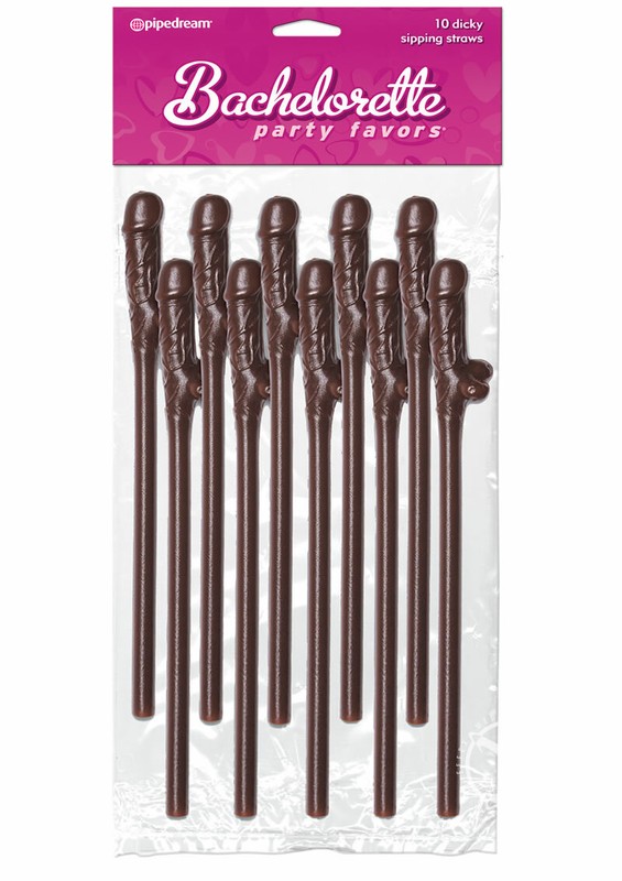 10 Pack Bachelorette Party Pecker Sipping Straws Funny Shower Gag Gift Favors