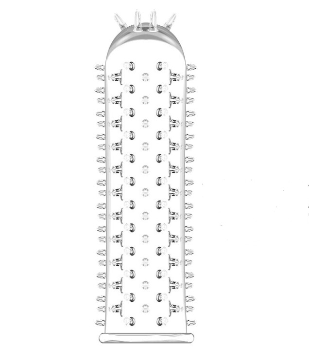 Clear Ultra Textured Penis Extender Sleeve I, Reusable Condom, 10% Girth, 5&Prime;