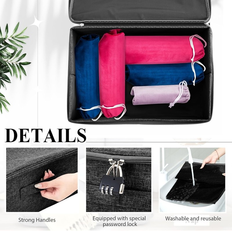 Discreet Lockable Adult Toy Storage Bag Organizer with 9 Drawstring Bags gallery