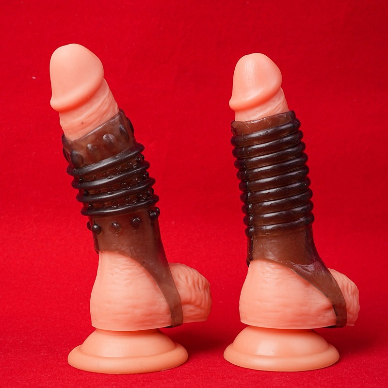 2PCS Penis Ring Sleeve Men Extender Male Stay Hard Delay Ejaculation Reusable