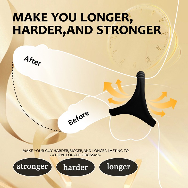 Silicone Penis Ring Black Cock Ring Stretchy Dual Ball Stretcher Enhance for Men