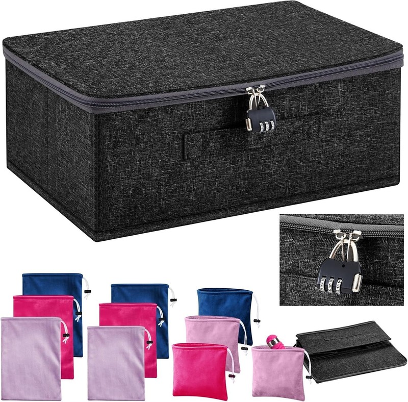 Discreet Lockable Adult Toy Storage Bag Organizer with 9 Drawstring Bags gallery