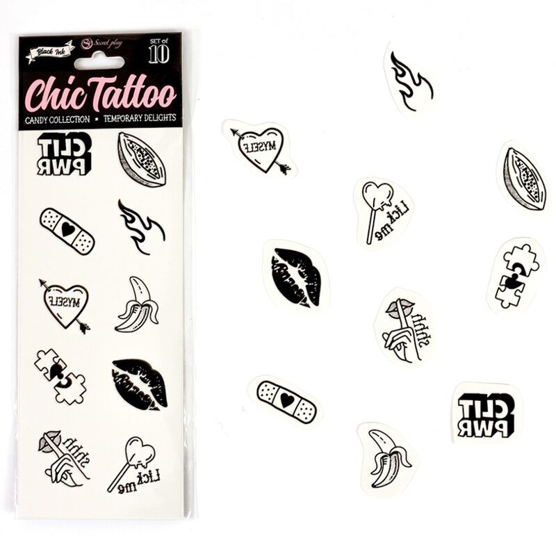 Secret Play – Set Of 10 Temporary Tattoos Candy Collection