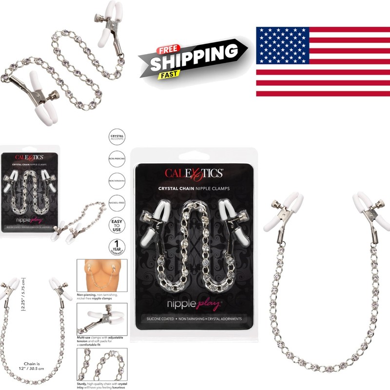 Sensual Nipple Clamps with Crystal Chain Soft Material and Adjustable Tension