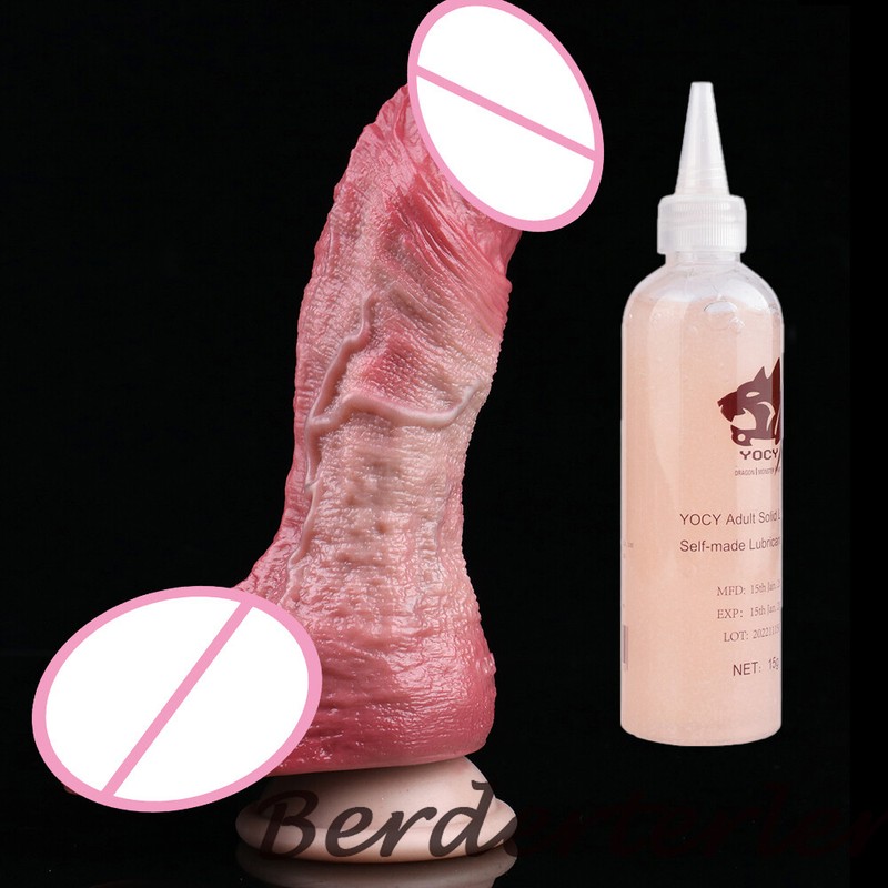 7.95'' Realistic Deep Veins Double Layer Dildo Dual-Layer Silicone Anal Sex Toys gallery