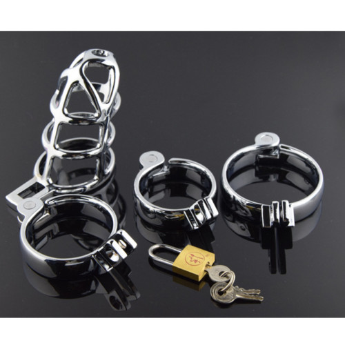Metal Chastity Cage Penis Lock Device 40/42/45/50mm Cock Ring Sex Toy for Men SM gallery