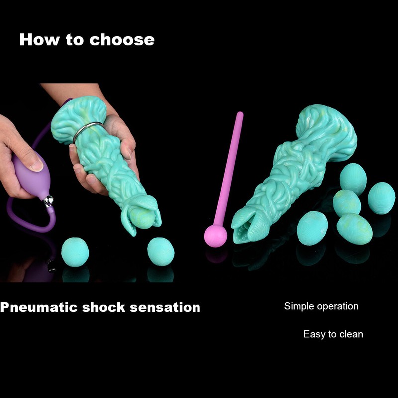 Monster Dildo Huge Fantasy Dildo Inflatable&Hand-Push Lay Eggs Green Anal Dildos gallery