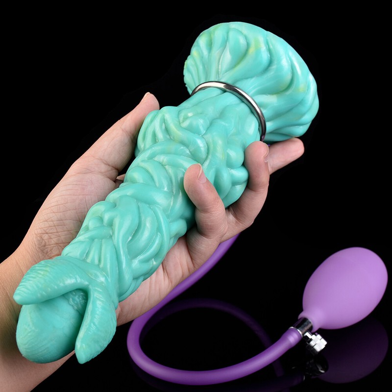Monster Dildo Huge Fantasy Dildo Inflatable&Hand-Push Lay Eggs Green Anal Dildos gallery