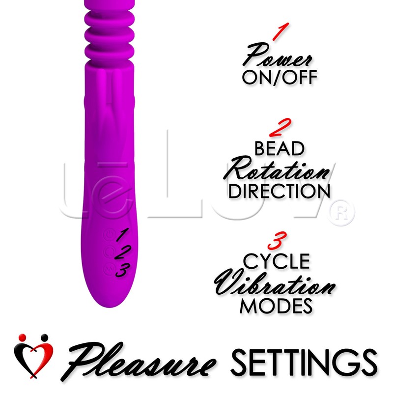 LeLuv Rechargable Rabbit Vibrator Thrusting and Rotating Smooth Purple Silicone gallery