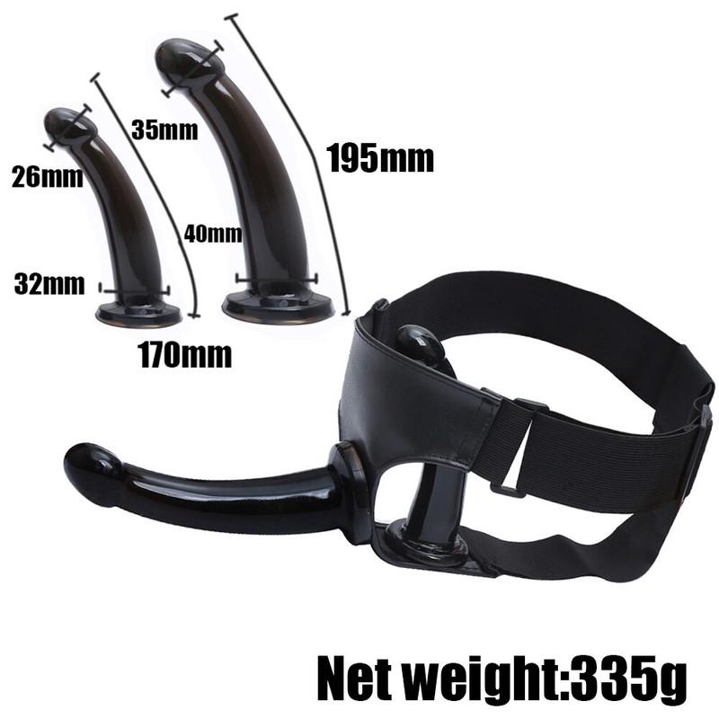 SM Strap-on Harness Double Dildo Dong Anal Butt Plug Sex-toys for Lesbian Penis