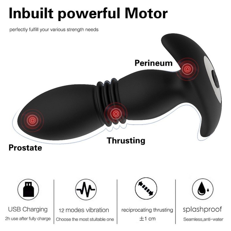 Remote-Control-Telescopic-Thrusting-Prostate-Anal-Dildo-Sex-Machine-Vibrator Men gallery