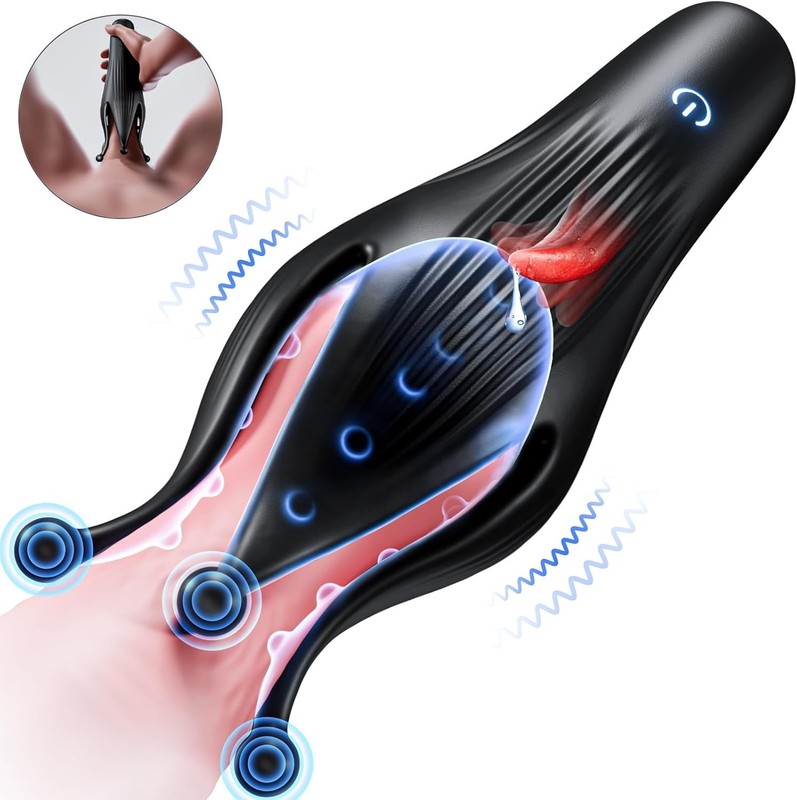 Automatic Licking Male Masturbator Cup Penis Training Stroker Sex Toy for Men US