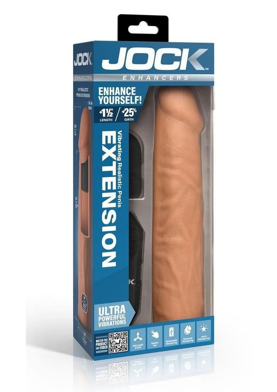 Jock Enhancers Vibrating Penis Extension Sleeve with Remote -Caramel