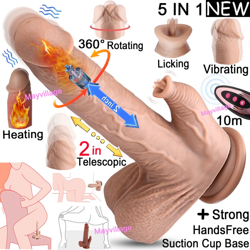 Clit G-Spot Vibrator Heating Thrusting Rotating Suction Cup Dildo Sex Toys women
