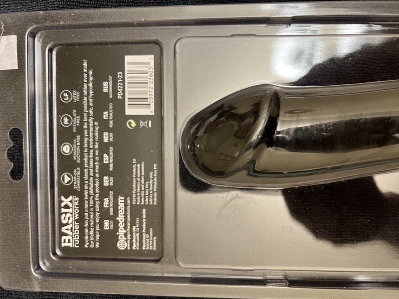 Pipedream Basix Rubber Works 7.5" Dong with Suction Cup, Black color, New gallery