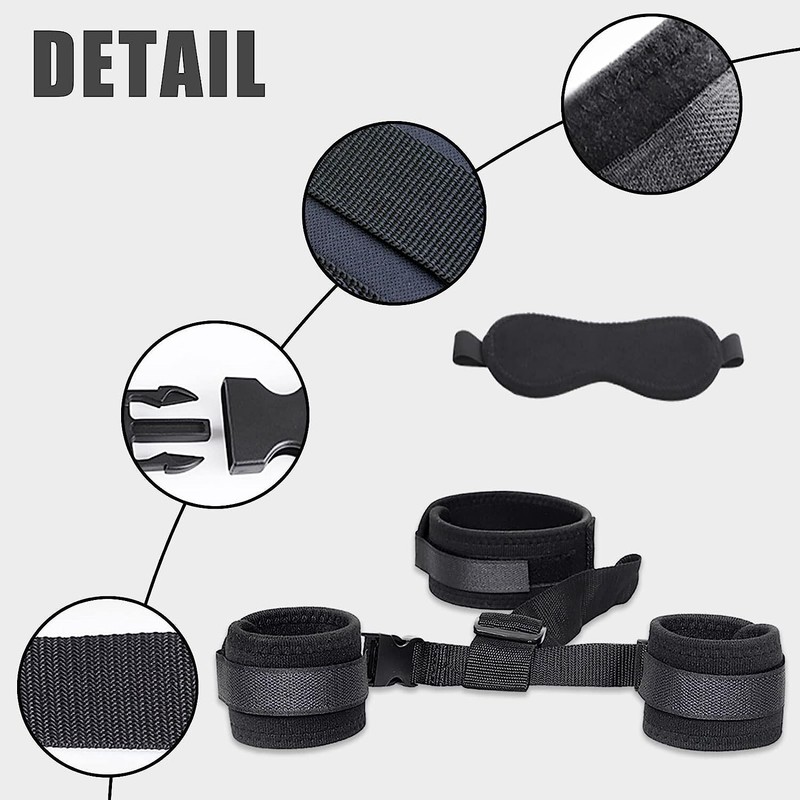 BDSM Bondage Set - Adjustable Cuffs, Collar, Blindfold for Couples' Play gallery