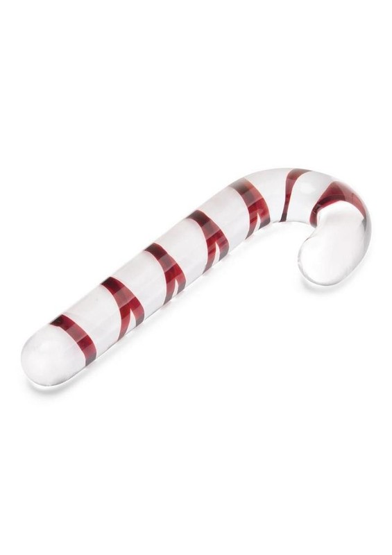 Icicles No 59 Candy Cane Glass Massager Dildo Sex Toy Hypoallergenic Clear/Red gallery