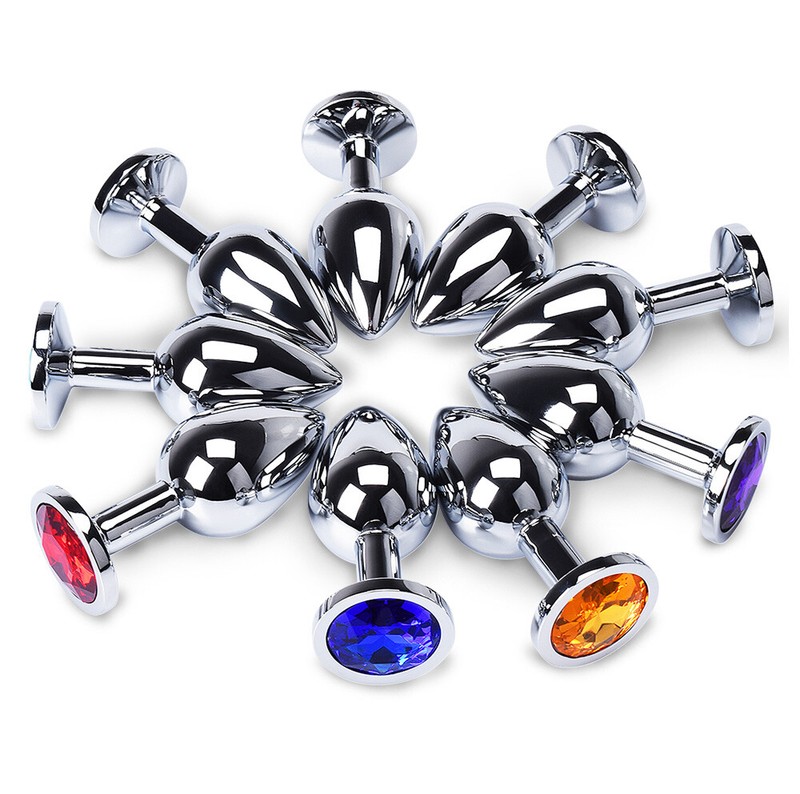 Butt Plug Anal Toy Colorful Jewel Metal Stainless S/M/L For Women Men Couples gallery