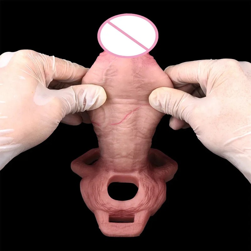 Silicone Penis Sleeve With Belt Cock Enlargement Extension Cock Rings Sex Toys gallery