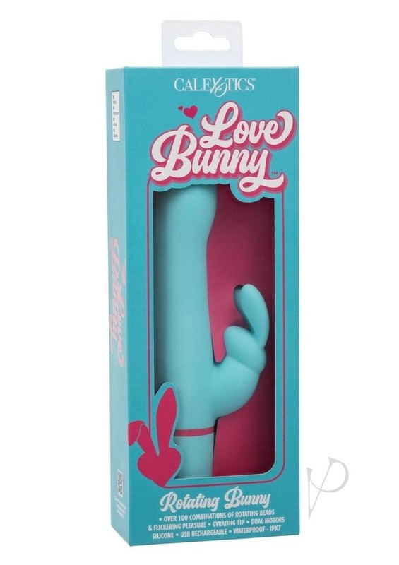 Love Bunny Rotating Bunny Rechargeable Silicone Rabbit Vibrator – Blue/Pink