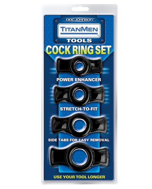Doc Johnson Titanmen – 4 C-Ring Set – Helps Create Firmer and Thicker Ere