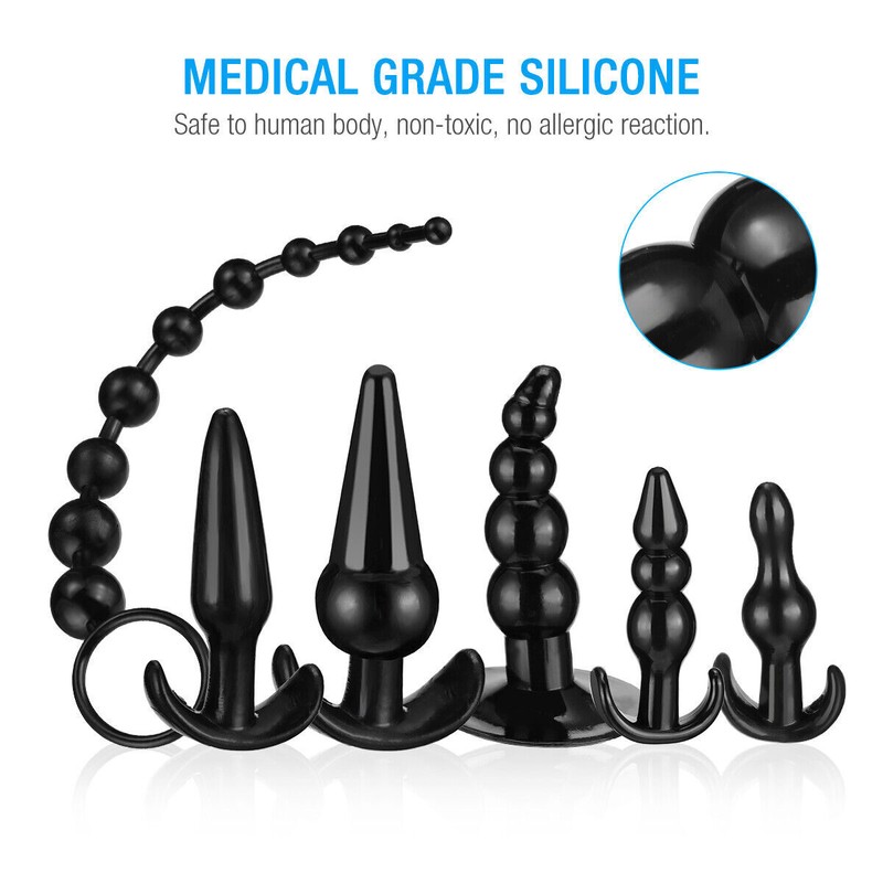 Anal Trainer Beginner Kit Set Butt Plug Dildo Beads Prostate Massager Sex Toys gallery
