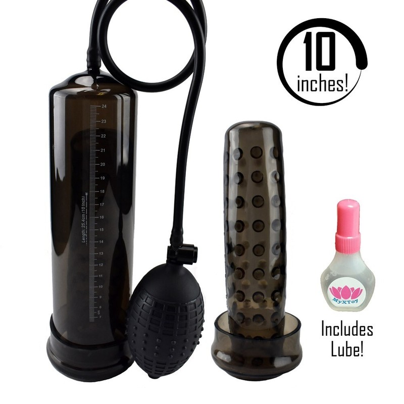 MyXToy® 10" Premium male-enhancement XL penis-pump with Lube Black