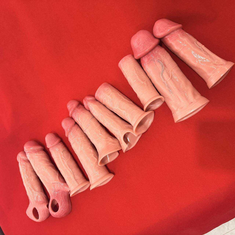 Reusable Thick Penis Extender Sleeve Extension Male Girth Enhancer Enlarger gallery