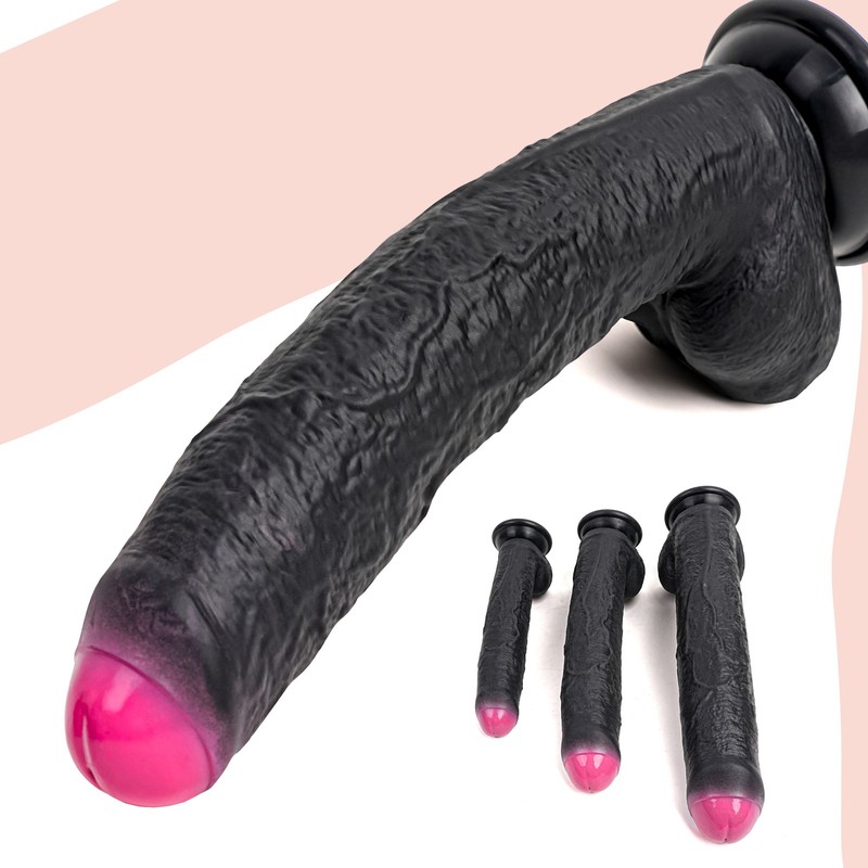 3 Sizes Silicone Realistic Black Dildo Vagina Anal Massager Women Men Sex Toys gallery