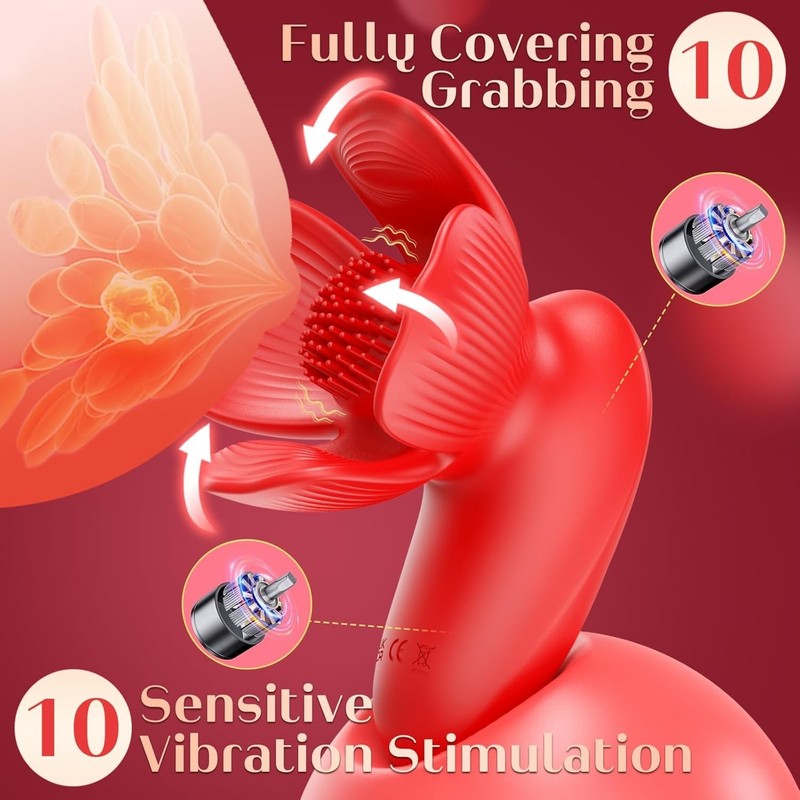 Nipple Toys Nipple Vibrator, Rose Sex Toy with 10 Vibration and 10 Grabbing Mode gallery