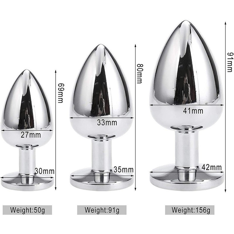 3pcs Anal Butt Plug Jeweled Diamond Gem SET Anal Trainer Kit Sex Toys For Women gallery