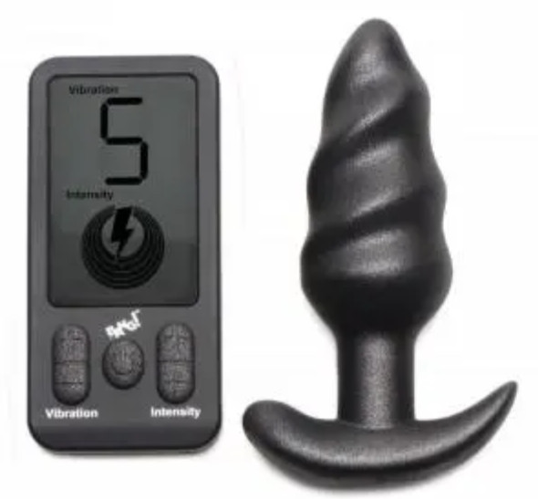 BANG! PLATINUM SERIES SWIRL BUTT PLUG W/ REMOTE, 5 levels, 3.6×1.4 inches, BANG