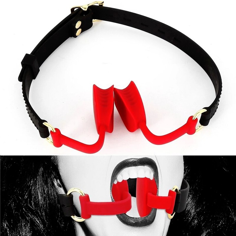Silicone Lips O-Ring Mouth Gag With Head Harness Open Oral Fixation BDSM Bondage