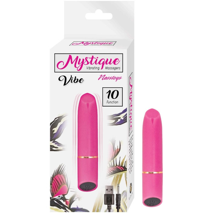 Mystique Vibrating Massagers Rechargeable Silicone Bullet Vibrator Pink – Travel