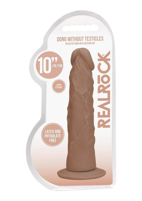 RealRock Skin Realistic Dildo Without Balls 10 inch-Caramel