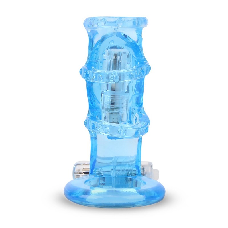 Dual Motor Vibrating Power Cock Cage Penis Ring Sleeve Extension Girth Enhancer gallery