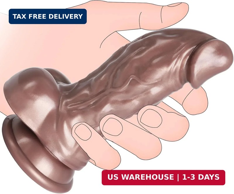 Thick Monster Dildo for an Intense Experience, 6.89 inch Realistic Black Gold Dr