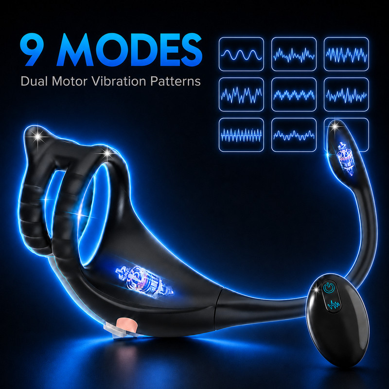 Male Vibrator Prostate Massager Remote Control Wearable Ring Dual Motor 9 Modes gallery