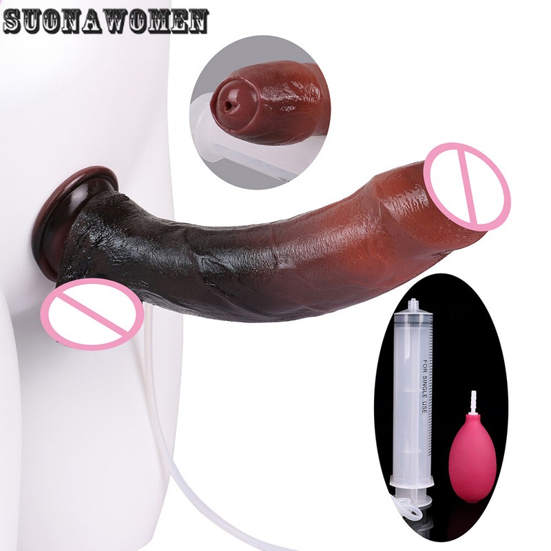 Silicone Ejaculation Realistic Dildo With Sucker Thick Squirting Penis Sex Toy