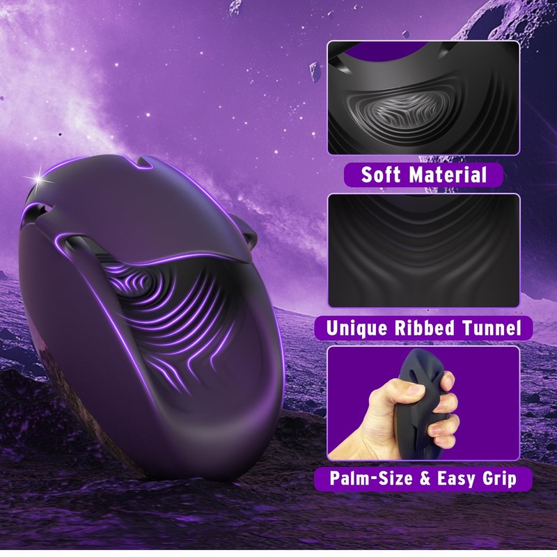 Tapping Vibrating Male Masturbator, Hands Free Penis Vibrator Stroker Black gallery
