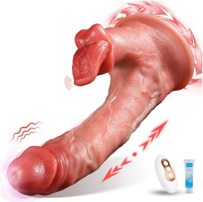 Thrusting Dildo Sex Toys Vibrator -Realistic Licking & Heating Dildo for Women,7