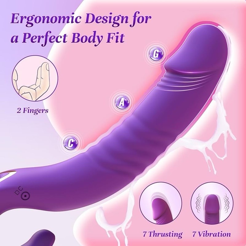 Curved 7-Thrusting 7-Vibrating Dildo Sex Toy 7.8” In G Spot Vibrator App Control gallery