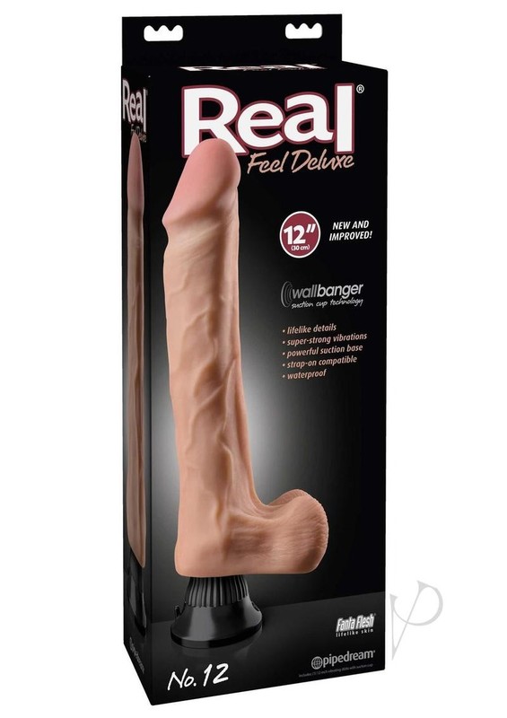 Real Feel Deluxe No. 12 Wallbanger Vibrating Dildo with Balls Waterproof 12in