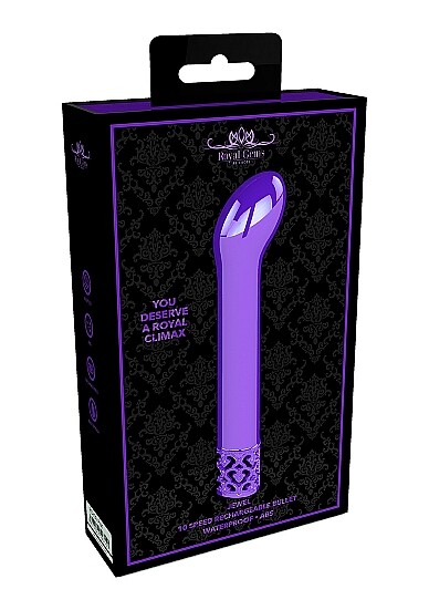 ROYAL GEMS JEWEL PURPLE ABS BULLET RECHARGEABLE CURVED TIP VIBRATOR