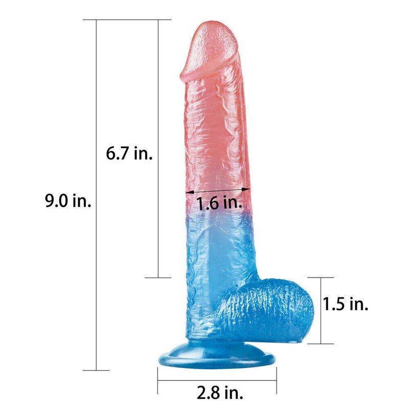 Unisex Strap-On Harness Kit with 9 inch Suction Cup Dildo & 2 O-Rings Red / Blue gallery