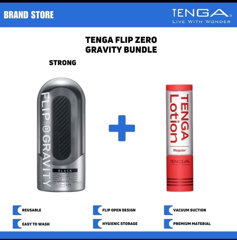 TENGA Flip Zero Gravity (black)Male Reusable Masturbator/Stroker & Lotion Bundle